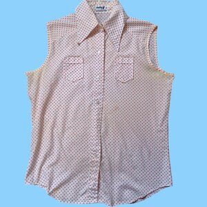 True Vintage Women's Top Small 1960's Mod Granny sz 34 White/Pink Polka Dot